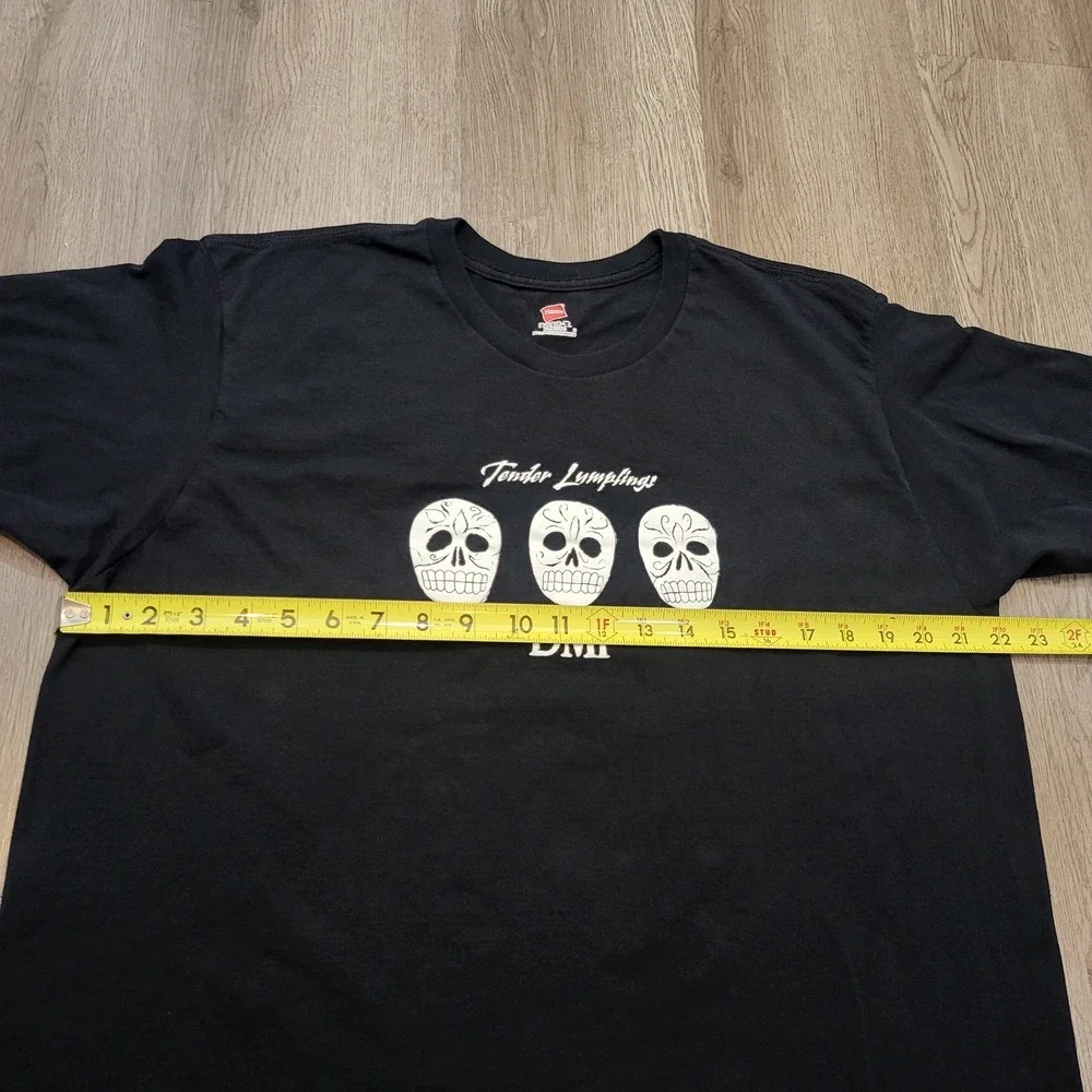 Hanes Men's Shirt Black Tender Lump lings DMP Skull, Skeleton At Back Sz XL - Picture 2 of 8
